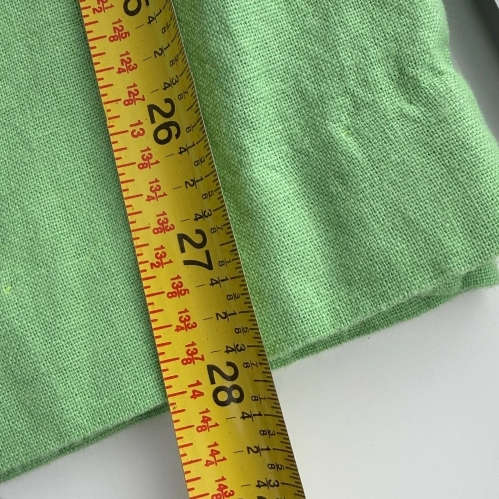 Zara green wide leg Linen blend pants elastic waist lightweight summer M - Picture 5 of 6
